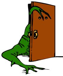 door with green thing, wordclipart
